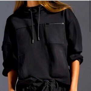 CABI Quantum Hoodie Pullover Top Black Sz XS #4368 NWOT
